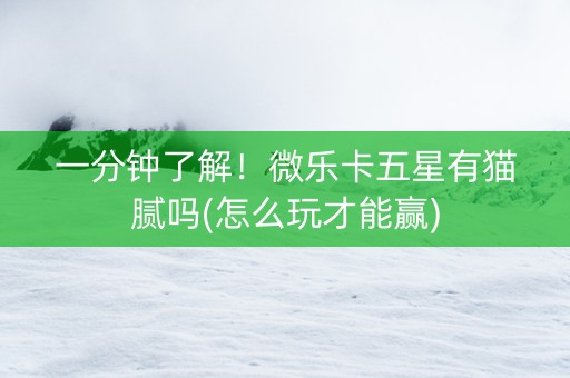一分钟了解！微乐卡五星有猫腻吗(怎么玩才能赢)