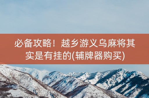 必备攻略！越乡游义乌麻将其实是有挂的(辅牌器购买)