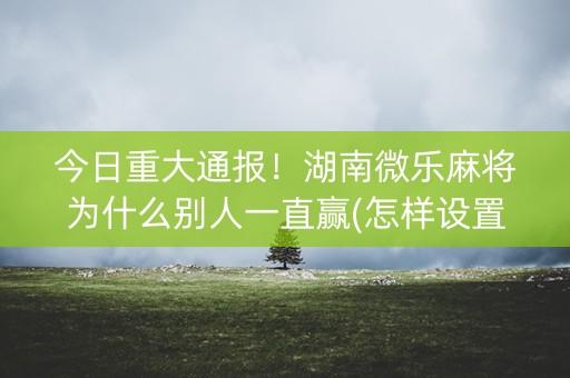 今日重大通报！湖南微乐麻将为什么别人一直赢(怎样设置才容易赢)