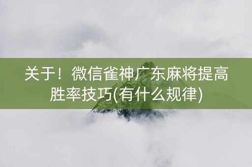 关于！微信雀神广东麻将提高胜率技巧(有什么规律)