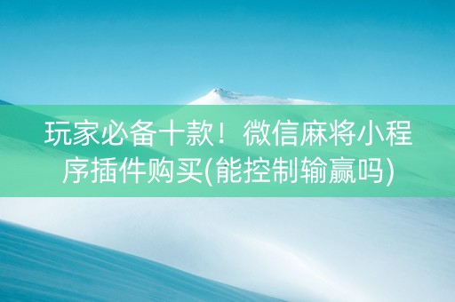 玩家必备十款！微信麻将小程序插件购买(能控制输赢吗)