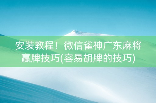 安装教程！微信雀神广东麻将赢牌技巧(容易胡牌的技巧)