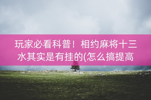 玩家必看科普！相约麻将十三水其实是有挂的(怎么搞提高胜率)