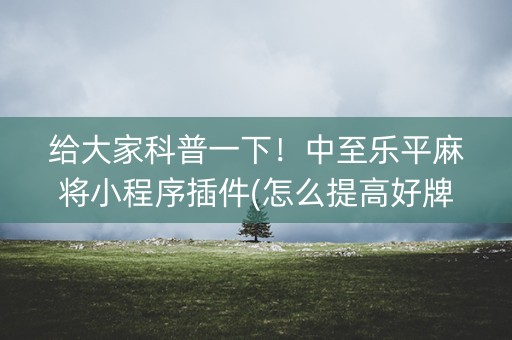 给大家科普一下！中至乐平麻将小程序插件(怎么提高好牌几率)