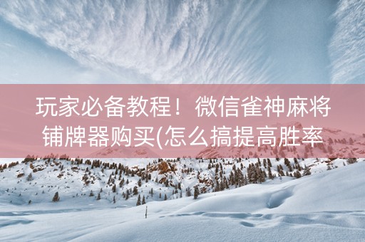 玩家必备教程！微信雀神麻将铺牌器购买(怎么搞提高胜率)