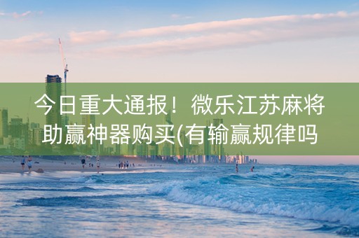 今日重大通报！微乐江苏麻将助赢神器购买(有输赢规律吗)