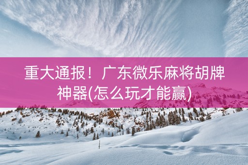 重大通报！广东微乐麻将胡牌神器(怎么玩才能赢)