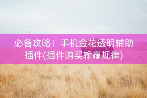 必备攻略！手机金花透明辅助插件(插件购买输赢规律)