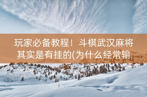 玩家必备教程！斗棋武汉麻将其实是有挂的(为什么经常输)