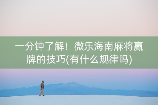 一分钟了解！微乐海南麻将赢牌的技巧(有什么规律吗)