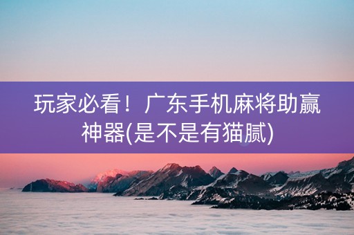 玩家必看！广东手机麻将助赢神器(是不是有猫腻)