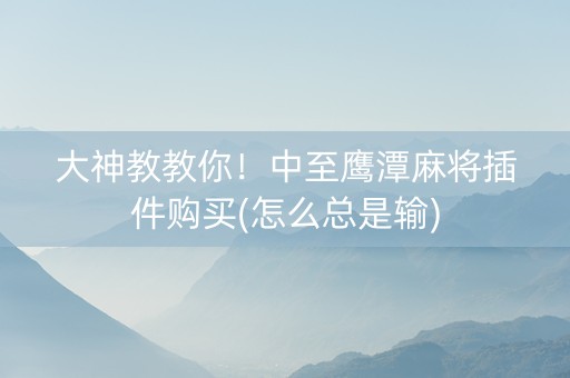 大神教教你！中至鹰潭麻将插件购买(怎么总是输)