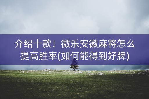 介绍十款！微乐安徽麻将怎么提高胜率(如何能得到好牌)
