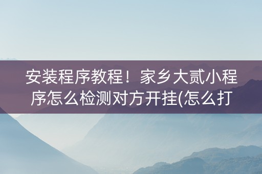 安装程序教程！家乡大贰小程序怎么检测对方开挂(怎么打容易赢)