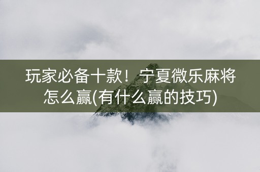 玩家必备十款！宁夏微乐麻将怎么赢(有什么赢的技巧)