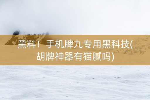 黑料！手机牌九专用黑科技(胡牌神器有猫腻吗)