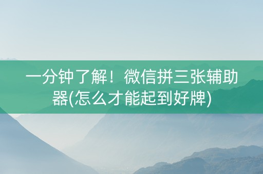 一分钟了解！微信拼三张辅助器(怎么才能起到好牌)