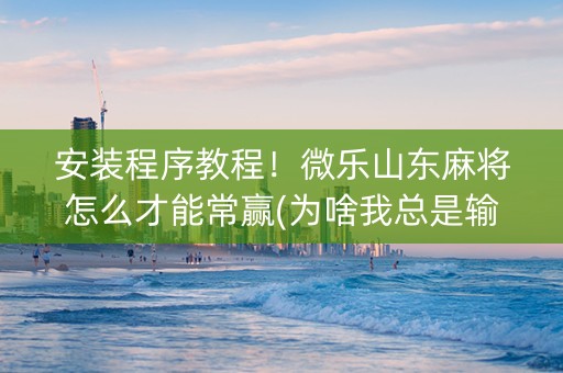 安装程序教程！微乐山东麻将怎么才能常赢(为啥我总是输)