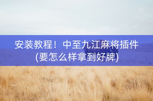 安装教程！中至九江麻将插件(要怎么样拿到好牌)