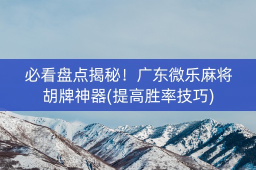 必看盘点揭秘！广东微乐麻将胡牌神器(提高胜率技巧)