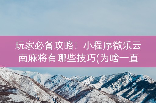 玩家必备攻略！小程序微乐云南麻将有哪些技巧(为啥一直输)