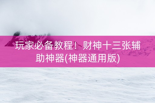 玩家必备教程！财神十三张辅助神器(神器通用版)
