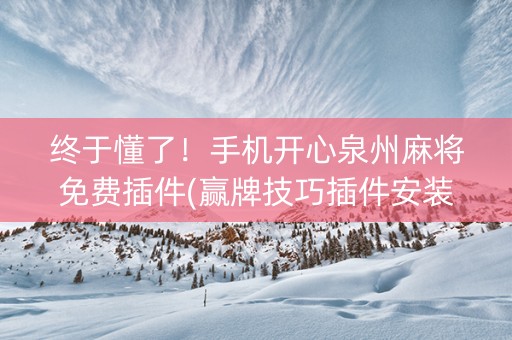 终于懂了！手机开心泉州麻将免费插件(赢牌技巧插件安装)