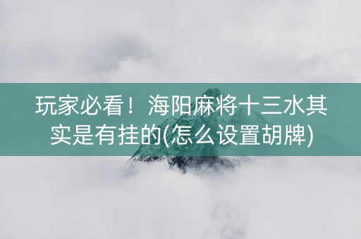 玩家必看！海阳麻将十三水其实是有挂的(怎么设置胡牌)