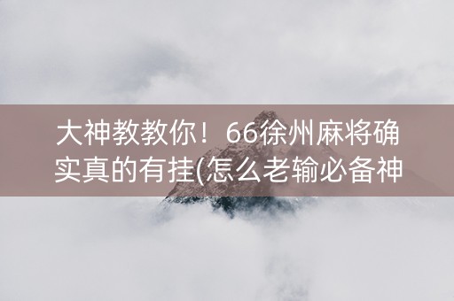 大神教教你！66徐州麻将确实真的有挂(怎么老输必备神器)