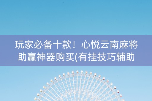 玩家必备十款！心悦云南麻将助赢神器购买(有挂技巧辅助器)