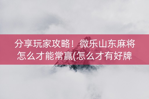 分享玩家攻略！微乐山东麻将怎么才能常赢(怎么才有好牌)