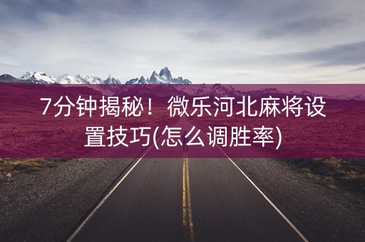 7分钟揭秘！微乐河北麻将设置技巧(怎么调胜率)