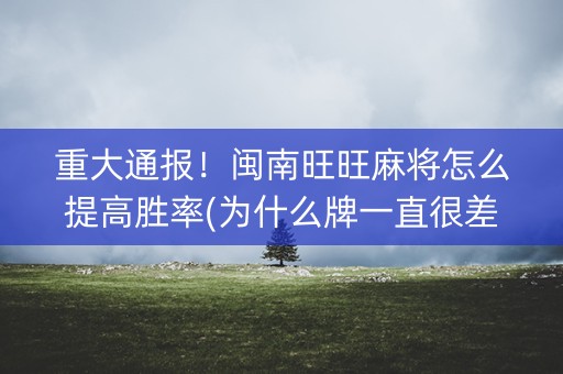 重大通报！闽南旺旺麻将怎么提高胜率(为什么牌一直很差)
