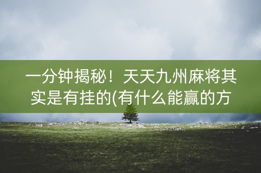 一分钟揭秘！天天九州麻将其实是有挂的(有什么能赢的方法)