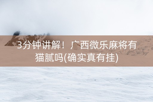 3分钟讲解！广西微乐麻将有猫腻吗(确实真有挂)
