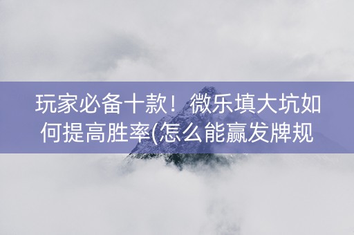 玩家必备十款！微乐填大坑如何提高胜率(怎么能赢发牌规律)