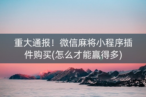 重大通报！微信麻将小程序插件购买(怎么才能赢得多)