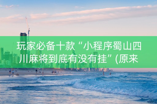 玩家必备十款“小程序蜀山四川麻将到底有没有挂”(原来真的有挂)-知乎