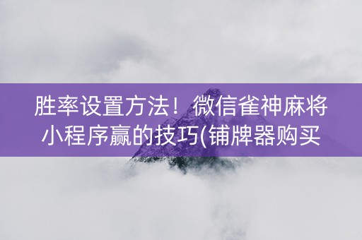 胜率设置方法！微信雀神麻将小程序赢的技巧(铺牌器购买)