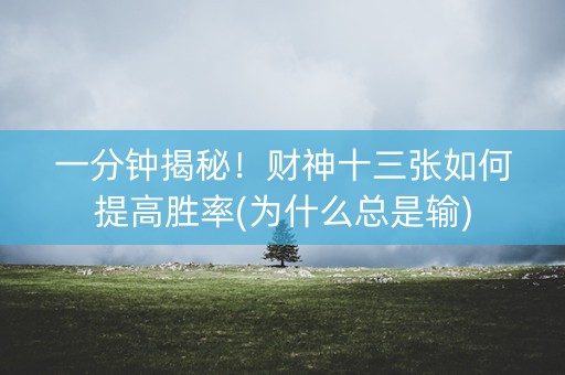 一分钟揭秘！财神十三张如何提高胜率(为什么总是输)