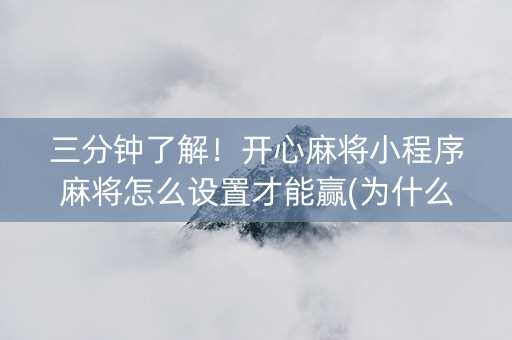 三分钟了解！开心麻将小程序麻将怎么设置才能赢(为什么老是输呢)