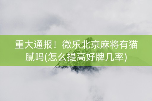 重大通报！微乐北京麻将有猫腻吗(怎么提高好牌几率)