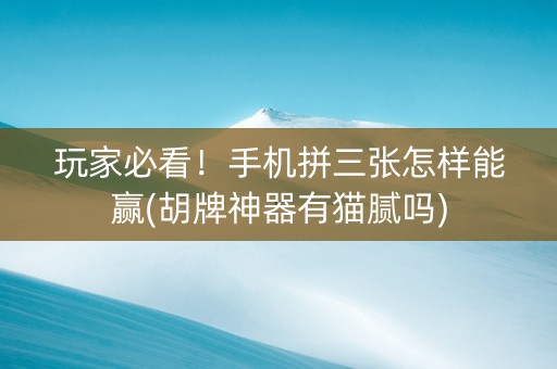 玩家必看！手机拼三张怎样能赢(胡牌神器有猫腻吗)