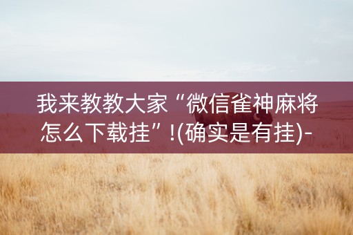 我来教教大家“微信雀神麻将怎么下载挂”!(确实是有挂)-知乎