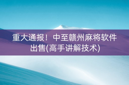 重大通报！中至赣州麻将软件出售(高手讲解技术)