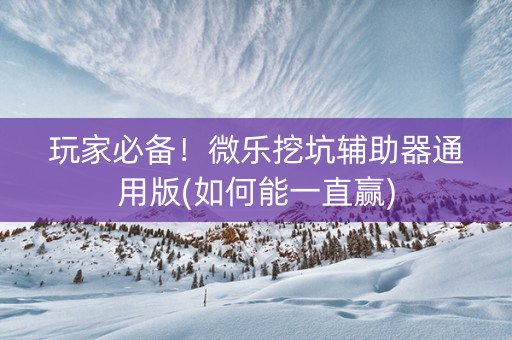 玩家必备！微乐挖坑辅助器通用版(如何能一直赢)