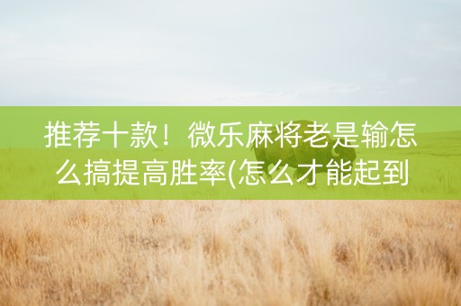 推荐十款！微乐麻将老是输怎么搞提高胜率(怎么才能起到好牌)