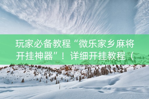 玩家必备教程“微乐家乡麻将开挂神器”！详细开挂教程（确实真的有挂)-知乎