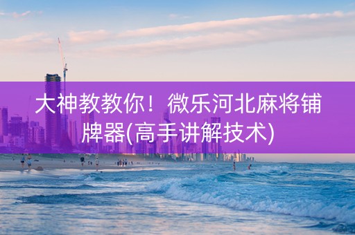 大神教教你！微乐河北麻将铺牌器(高手讲解技术)