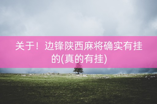 关于！边锋陕西麻将确实有挂的(真的有挂)